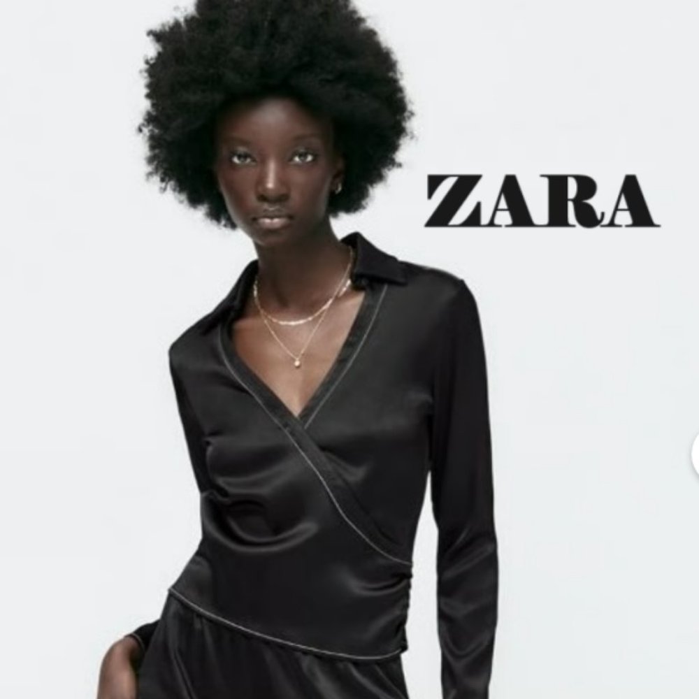NWT ZARA Ruched Satin Effect Top